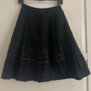 Piazza Sempione striped pattern lace midi skirt solid black 30400